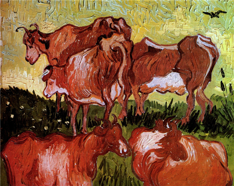 Cows After Jordaens Van Gogh Oil Painting - Click Image to Close